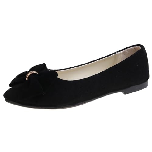Ballerinas Damen Barefoot Chic Frühling und Sommer Slip-On Schuhe ohne Schnürsenkel mit Gummisohle Ballerinas Niedriger Keilabsatz Hausschuhe Flach Lackleder, Schwarz , 35 EU von Genérico