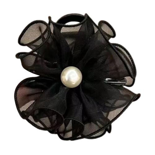 Blumen-Haarspange aus Netzstoff, Blumen-Haarspange, Blumen-Clip, Pferdeschwanz-Halter, für dünne oder dicke Frauen von Genérico