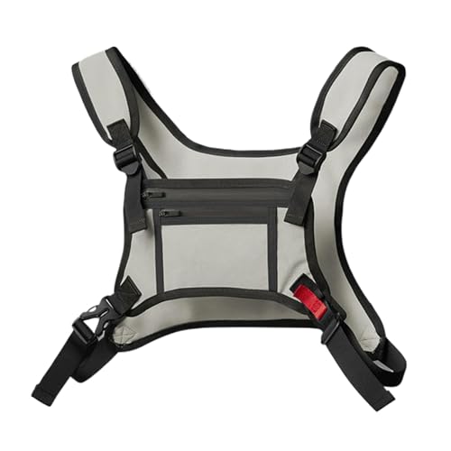 Brusttasche - wasserdichtes Brustpaket vorne | Brustplattformen mit mehreren Taschen und zusätzlichen Stauraum | Hip Hop verstellbarer Gurt Westentaschen für Männer Fitn, Weiß, Consulte la descripción von Genérico