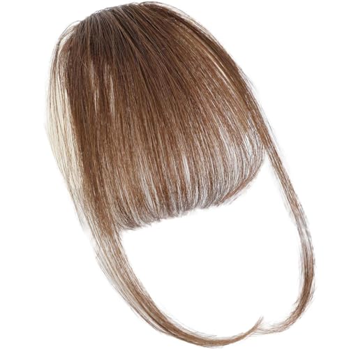 Clip in Bangs Real Hair - Air Bangs Extension, Frenching Fringe | Mail in natürlicher Farbe für Party-Looks, Textur mit sicheren Clips für Frauen und Events zur Transformation D von Genérico