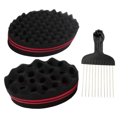 Currl Magic Twist Sponge | Twist Sponge für Textured Hair with Metal Pick | Waving Brush For Men | Waving Forming Dreadlock Defining Comb For Salon Homemade Grooming Barber Outdoor Trave von Genérico