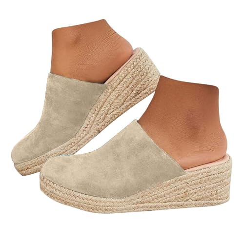 Damensandalen mit Keilabsatz, Plateau, Sommer, elegant, Esparto, Flip-Flops, Strand, rutschfest, Espadrilles, bequem, orthopädisch, modisch, flexibel, Flip-Flops, Pool-Sandalen, 2 Weiß, 38 EU von Genérico
