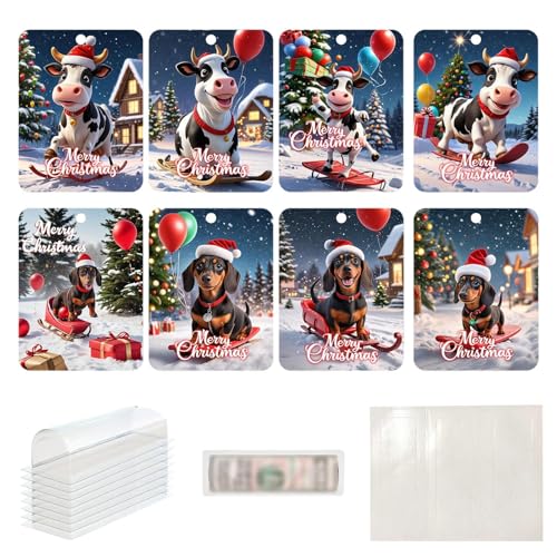 Einzigartige Weihnachts-Geldhalter für Bargeld, 8 x Geldhalter in Tierform, Verzierungen, Banknotenhalter, festliche Dekoration zur Aufbewahrung von Din von Genérico