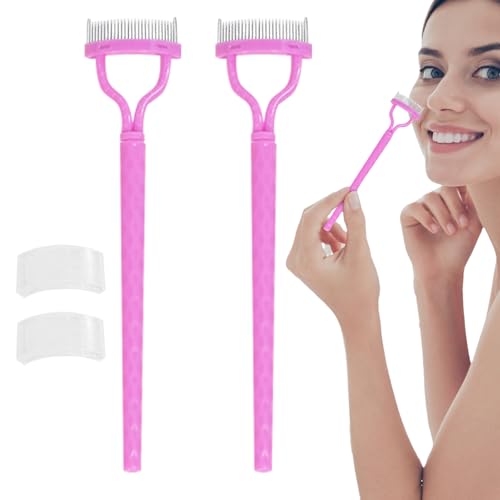 Eye Lash Comb, Precision Metal Lash Comb, 2 Pack Metal Teeth Eyelash Forming with Cover, Eyebrow Brush Cosmetic Tool, Combing Definer, Makeup Supplies For Women von Genérico