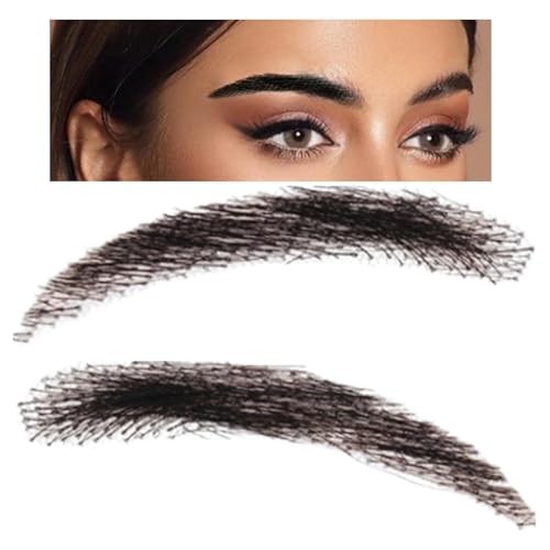 Falsche Augenbrauen aus Echthaar, falsche Augenbrauen für Männer, 1 Paar Augenbrauen-Extensions, wiederverwendbar, atmungsaktive Augenbrauen-Verlängerungen für Weihnachts-Make-up von Genérico
