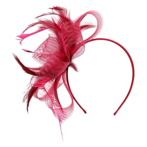 Fascinatorhut – Feder-Stirnband | Retro Fascinator-Stirnband | Hut aus Netzgewebe | Kopfschmuck für kleine Mütze | Zubehör für von Genérico