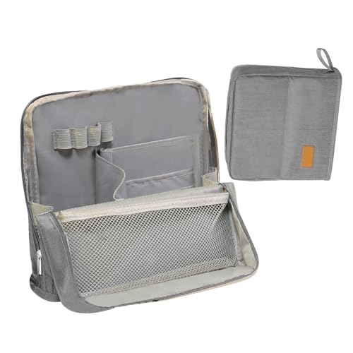 Federmäppchen für die Schule: XXL-Schreibwerkzeughalter, Design mit mehreren Abschnitten, wasserdicht, tragbarer Make-up-Pinsel-Organizer, Handwerksbehälter, Hellgrau, Consulte la descripción, Siehe von Genérico