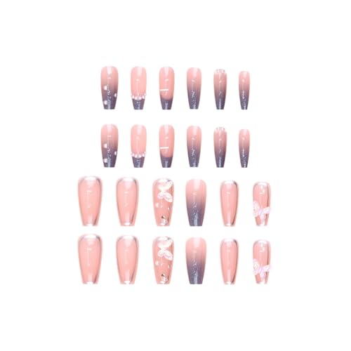 Fingernägel – 24 Stück 3D künstliche Nägel drücken | Maniküre-Sticker | Fake Fingertip | Kleber im französischen Stil in gefälschten Accessoires für Kinder von Genérico
