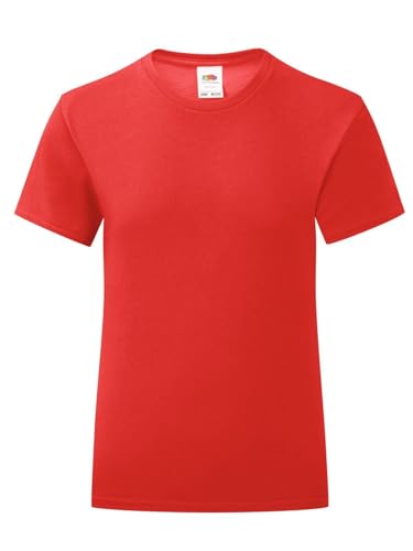 T-Shirt Girls Iconic T. T-Shirt für Mädchen, kurzärmlig, 100 % Baumwolle (Fruit of The Loom MOD. 61-025-0), rot, 152 cm von Generico