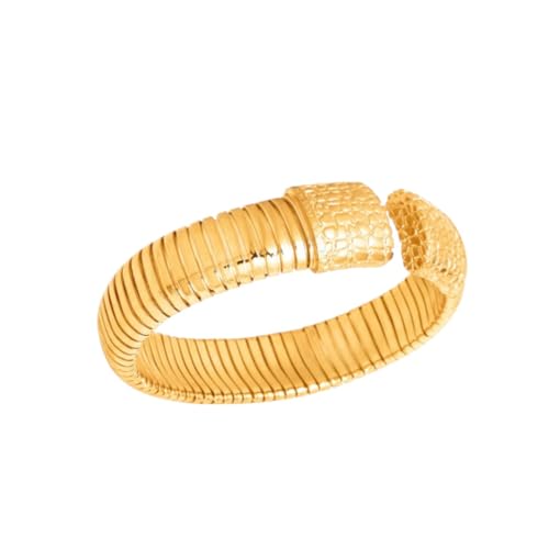 Genérico Bracciale Raspini Tubogas Croco in Silber 925 Brunito | Gioiello Donna Fatto von Hand in Italien mit Krokodiltextur, ikonischem Design und elastischer Kleidung von Genérico