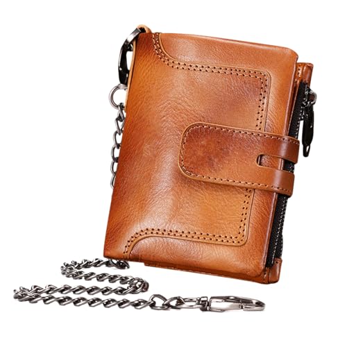 Genérico Brieftasche aus echtem Leder für Herren, Diebstahlsicherung, mit mehreren Kartenfächern und einer Tasche, Gelb, Consulte la descripción, Siehe Beschreibung von Genérico