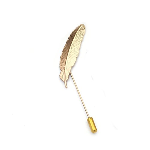 Brosche Form Herren Feder Broschen für Hemd Krawatte Hut Boutonniere Gold von Generico
