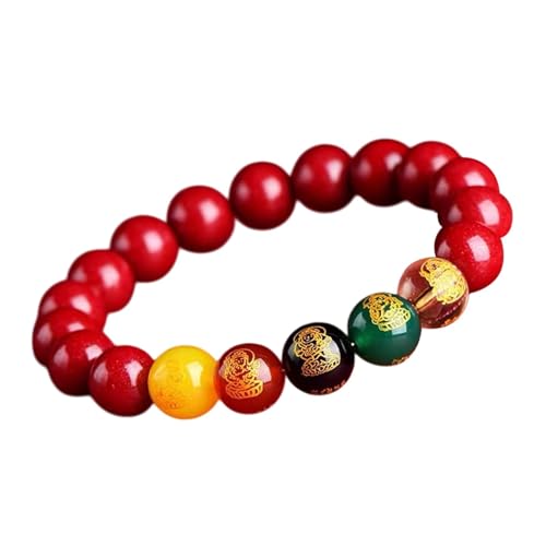 Genérico Chinesisches Cinabar Armband – Perlen Cinnabar Bangle | Glücksarmband | Reichtum Anziehungsarm handgefertigt | Luck Armband Pi Xiu Prosperity Beads Schmuck für Frauen Männer von Genérico