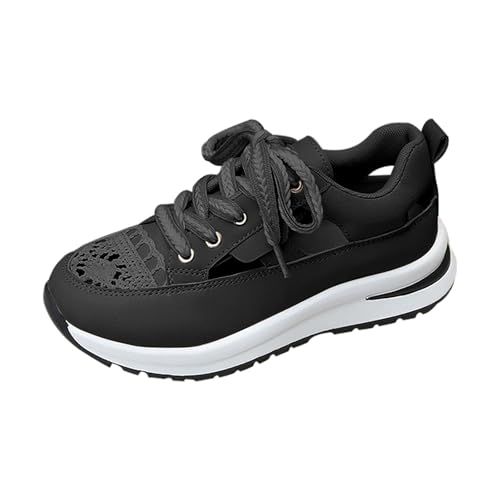 Genérico Damen-Sneaker, lässig, sportlich, Schnürverschluss, Outdoor und Berg, bequeme Sportschuhe für Damen, Schwarz , 42 EU von Genérico