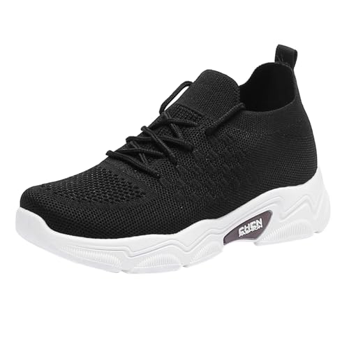 Genérico Damen-Sneaker, ohne Schnürsenkel, leicht, Memory-Schaum-Einlegesohle, Verschluss mit elastischen Schnürsenkeln, leicht und robust, Schwarz , 39 EU von Genérico