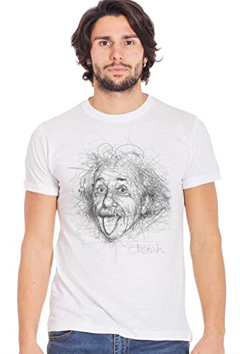 Generico Einstein Stigliato 18-55 T-Shirt Urban Men Herren 100% Baumwolle, weiß, Large von Generico