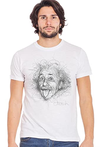 Generico Einstein Stigliato 18-55 T-Shirt Urban Men Herren 100% Baumwolle, weiß, Medium von Generico