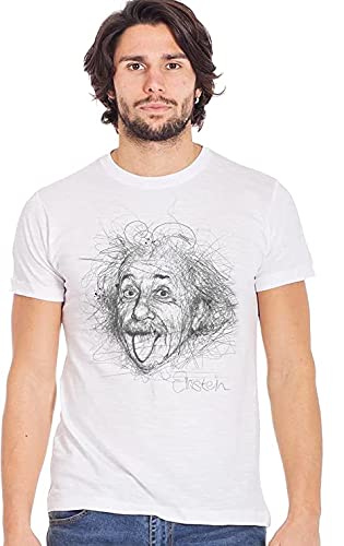 Generico Einstein Stigliato 18-55 T-Shirt Urban Men Herren 100% Baumwolle, weiß, Small von Generico