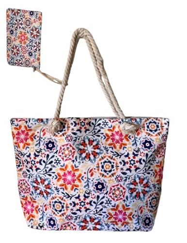 Genérico Große Tasche, Strand, Pool, Mandala, Blumen, Damen, Herren, mit Geschenk, Schulterriemen, 40 x 60 x 15 cm., grün, 60x40x15cm von Genérico