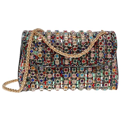 Genérico Handtaschen mit glitzernden Strasssteinen, Abendtaschen für Damen, glänzend, luxuriöses Design, Handtasche und Laptop mit Strasssteinen, Bunt 2, Consulte la descripción von Genérico