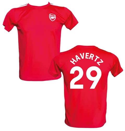 Generico Havertz 29 Arsenal Home 2023-2024 T-Shirt für Fußball, offiziell lizenziert, Größen für Erwachsene und Kinder, rot, S von Generico