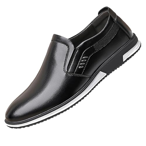 Genérico Klassische Freizeitschuhe aus Leder, bequem, lässig, modisch, formell, für Herren, sportlich, Schwarz , 44 EU von Genérico
