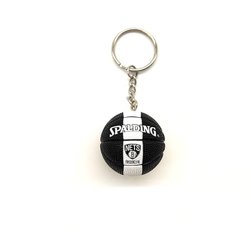 Genérico NBA Schlüsselanhänger - Keychain - Sammlerstücke Verschiedene Ausrüstung Sportball Basketball - Kreativer 3D Anhänger, Brooklyn Nets, S von Genérico