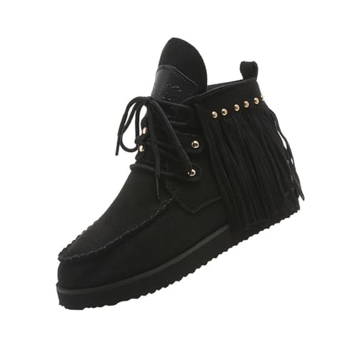 Genérico Nobuk Damen-Stiefel mit mittlerem Absatz und Quasten aus Leder, wasserdicht, Schwarz , 39 EU Genérico Nobuk Damen-Stiefel mit mittlerem Absatz und Quasten aus Leder, wasserdicht, Schwarz , 39 EU von Genérico