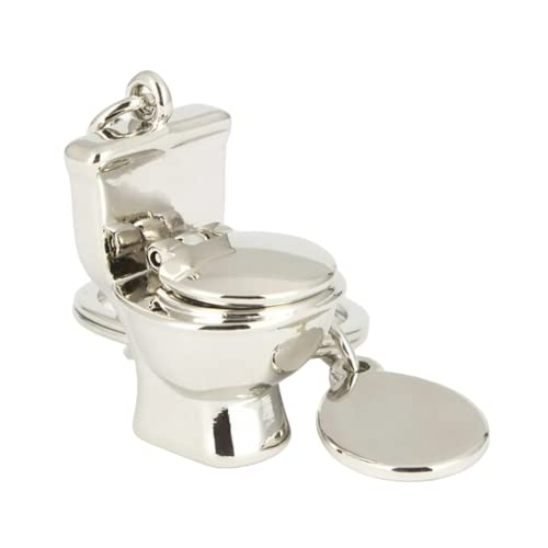 Genérico Schlüsselanhänger Bad WC,Schlüsselanhänger Toilettenbecher mit Platte in Silber,Schlüsselanhänger für Badezimmer oder WC-Liebhaber,Scherz Schlüsselanhänger zum Geschenk, silber, XL von Genérico