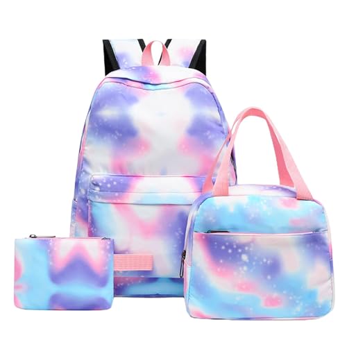 Genérico Schulrucksack-Sets – Schulrucksack-Sets Rainbow | 3-in-1 Kinderrucksäcke | Leichter Rucksack mit Iris-Design, Schulrucksack-Set für Mädchen, Mochi, Violett (Starry Purple), Consulte la von Genérico