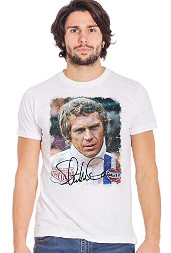 Generico Steve McQueen 11002 T-Shirt Urban Men Herren 100% Baumwolle Fiamed BS, weiß, Large von Generico