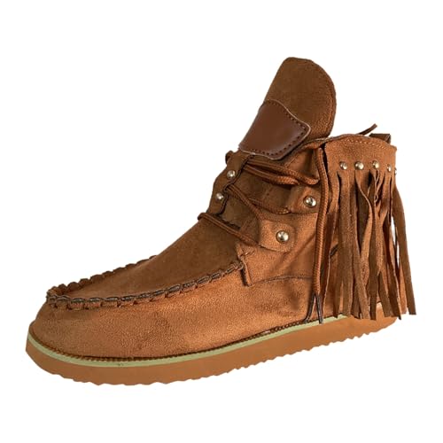 Genérico Stiefeletten für Damen, Herbst, Winter, Knöchel, Kunstleder, Quaste, lässig, Retro, Wildleder, Damenstiefel, flache Stiefel, braun, 40 EU Genérico Stiefeletten für Damen, Herbst, Winter, Knöchel, Kunstleder, Quaste, lässig, Retro, Wildleder, Damenstiefel, flache Stiefel, braun, 40 EU von Genérico