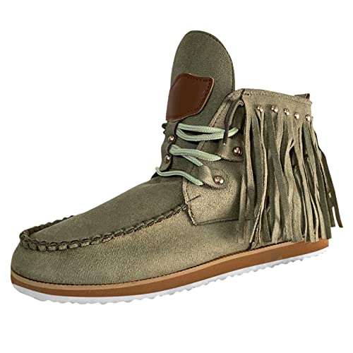 Genérico Stiefeletten für Damen, Herbst, Winter, Knöchel, Kunstleder, Quaste, lässig, Retro, Wildleder, Damenstiefel, flache Stiefel, grün, 42 EU Genérico Stiefeletten für Damen, Herbst, Winter, Knöchel, Kunstleder, Quaste, lässig, Retro, Wildleder, Damenstiefel, flache Stiefel, grün, 42 EU von Genérico