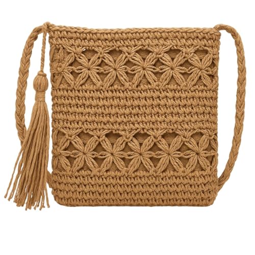 Genérico Umhängetasche aus Bast, Boho-Stil in Braun. von Genérico
