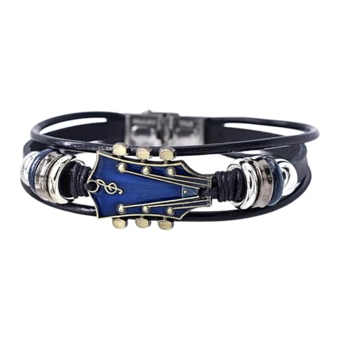 Gitarrenarmband – verstellbares Musikarmband | Gitarrenarmbänder | mehrschichtiges Armband | handgefertigtes Armband | Modeschmuck für Armband aus Leder, Consulte la descripción, Zinklegierung und von Genérico
