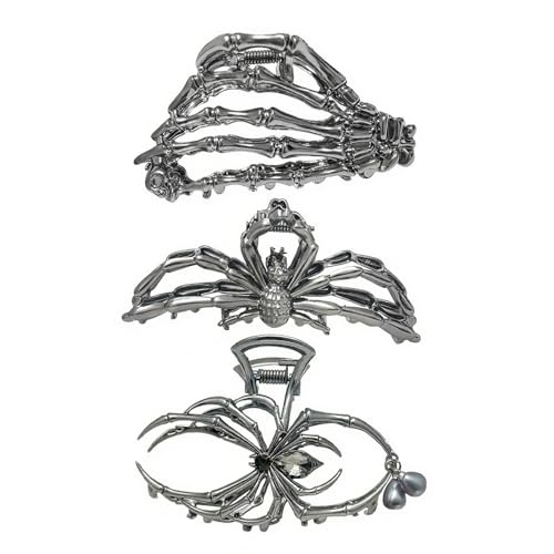 Gothic Haarklammer - Horror Metall Halloween Haarklammer | 3 Stück dekorative Spinnenform Haarspange für Frauen Mädchen Herbst Party Cosplay Bühnenauftritte von Genérico