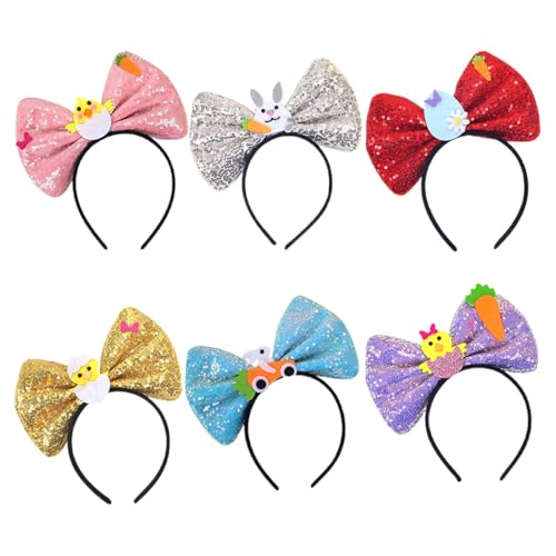Haarbänder mit Schleife, 6 Stück, Haarreifen mit Schleife, niedlicher Haarreif, Prinzessinnen- , Haarschmuck, Haarschmuck mit Hasenschleife von Genérico