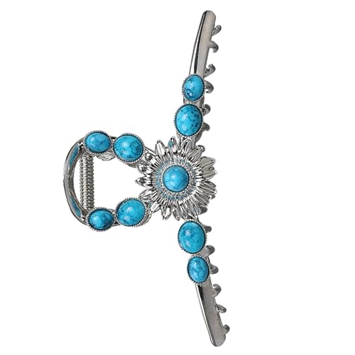 Haarspange mit blauen Edelsteinen, westliche Haarklammern für Damen, Metallklauenklammer für dickes Haar, Metallkrallenclips mit Simulationsstein für westliche Haarnadel D von Genérico