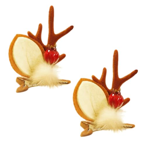 Haarspangen aus Rentiergeweih, 2 Haarspangen in Form eines Geweihs für Mädchen, Cartoon-Haarspangen, Haar-Accessoires, Weihnachtsgeschenke von Genérico