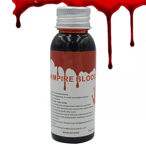 Halloween-Blut, Bühnenblut, Halloween-Make-up mit flüssigem Kunstblut, 100 ml, Bühnenblut, waschbar, Zombie-Blut-Make-up, Sang Halloween-Blut, Bühnenblut, Halloween-Make-up mit flüssigem Kunstblut, 100 ml, Bühnenblut, waschbar, Zombie-Blut-Make-up, Sang von Genérico