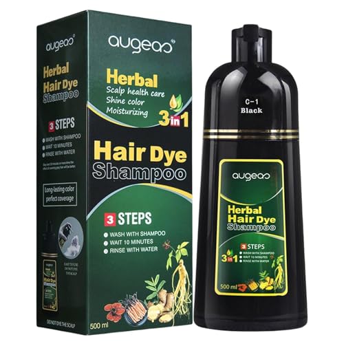 Instant-Shampoo für schwarzes Haar – Shampoo für Haarfarbe 500 ml | 3-in-1 Farbshampoo für Damen | Grauabdeckung | Ernährung und Verdunkelung des Haares | Färbe-Shampoo für das Haar von Genérico