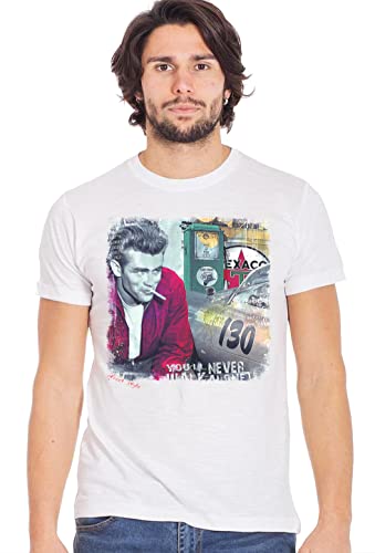 James Dean Sigaret Zigarette Art. 11002-3 T-Shirt Urban Men Herren 100% Baumwolle BS, weiß, Medium von Generico