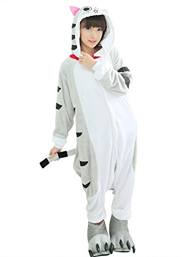 Kigurumi Schlafanzug für Karneval, Halloween, Party, Cosplay, Einteiler, aus Flanell, weich und bequem, Grau M von Generico