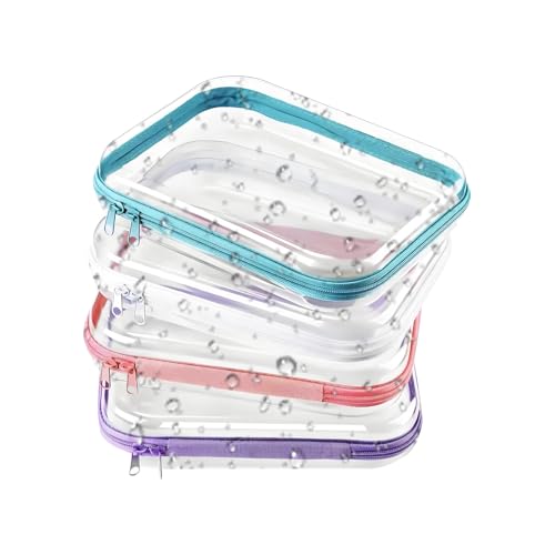 Klare Make-up-Taschen mit Reißverschluss, transparente Organizer-Tasche mit Reißverschluss, 4 Stück, Make-up-Pinsel & Tools, Toiletry Organizer Pencil Case for Women, Travel Toiletry Cosmetic Snack von Genérico