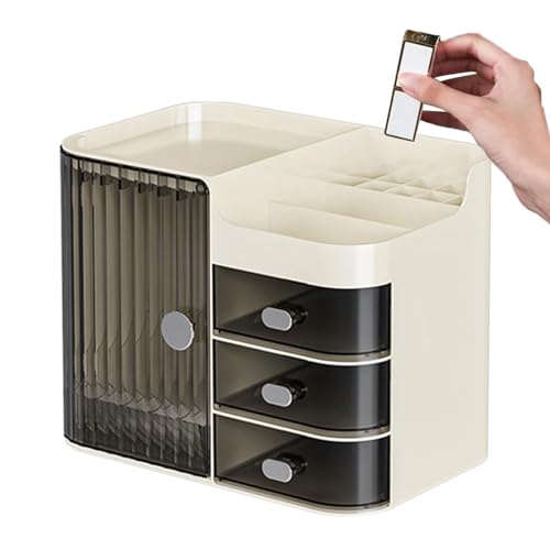 Kosmetik-Organizer – Kosmetik-Organizer mit Schubladen | Transparenter Kosmetik-Schreibtisch-Organizer, transparente Schublade, Aufbewahrungsbox mit großer Kapazität, Cremig, Transparent black von Genérico