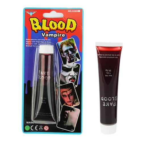 Kunstblut – Bühnenblut | flüssiges Blut aus einer Kunstblutröhre | waschbares Cosplay-Blut | realistisches Make-up, Kleidung mit Vampirblut | Gefälschtes Blut für Gesichtsbemalung Kunstblut – Bühnenblut | flüssiges Blut aus einer Kunstblutröhre | waschbares Cosplay-Blut | realistisches Make-up, Kleidung mit Vampirblut | Gefälschtes Blut für Gesichtsbemalung von Genérico