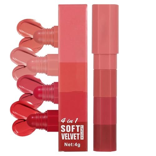 Mattes Lippenstift-Set, Lippenstift-Sets für Damen, Lipgloss-Set, feuchtigkeitsspendendes Lipgloss-Set für Damen, 4-teilig, matt, langanhaltend, Bleistift-Set von Genérico