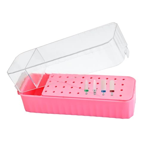 Nail Drill Bit Case, Transparent Lid Display Box Dustproof Grinding Tips, 40-Loch Nail Drill Bit Container für Home Maniküre Gel Polish Removal Pediküre Prep Cuticle Care von Genérico