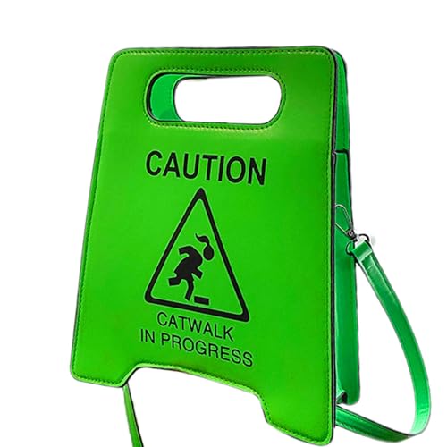 Neuartige Tasche - Tasche mit Warnstoppschild | Schultertaschen für Damen | Innovative Handtasche mit Stop-Signal | Neuheit Kuriertasche | Handtasche Vorsicht von Mod, grün, Consulte la descripción von Genérico