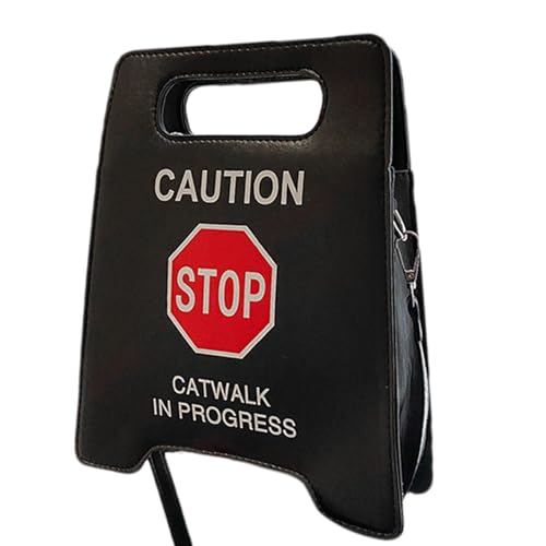 Neuartige Tasche - Tasche mit Warnstoppschild | Schultertaschen für Damen | Innovative Handtasche mit Stop-Signal | Neuheit Kuriertasche | Handtasche Vorsicht von Mod, schwarz, Consulte la descripción von Genérico